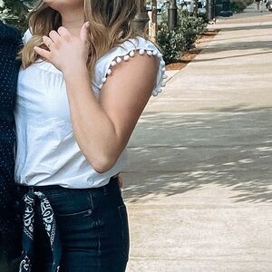 White Pom Pom Blouse